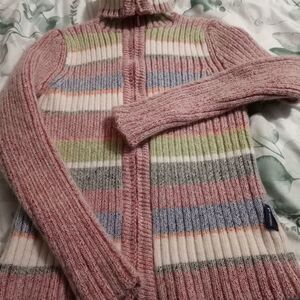 Jing Cheng 6 Careless Mohair Angora Multiclor Longslvs Strips Full Zipper  Women